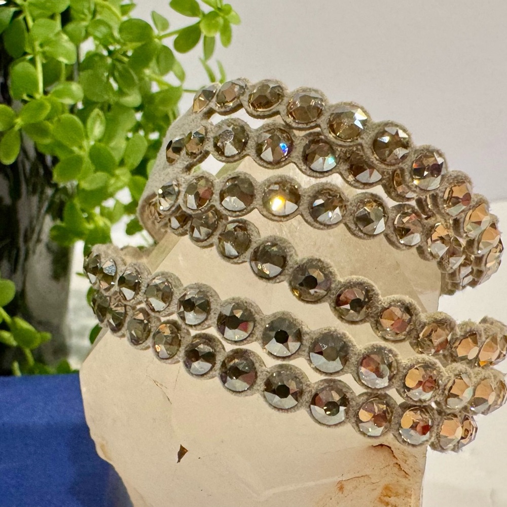 Swarovski Tan Power Slake Collection Double Wrap Crystal Bracelet NWOT - Picture 5 of 16
